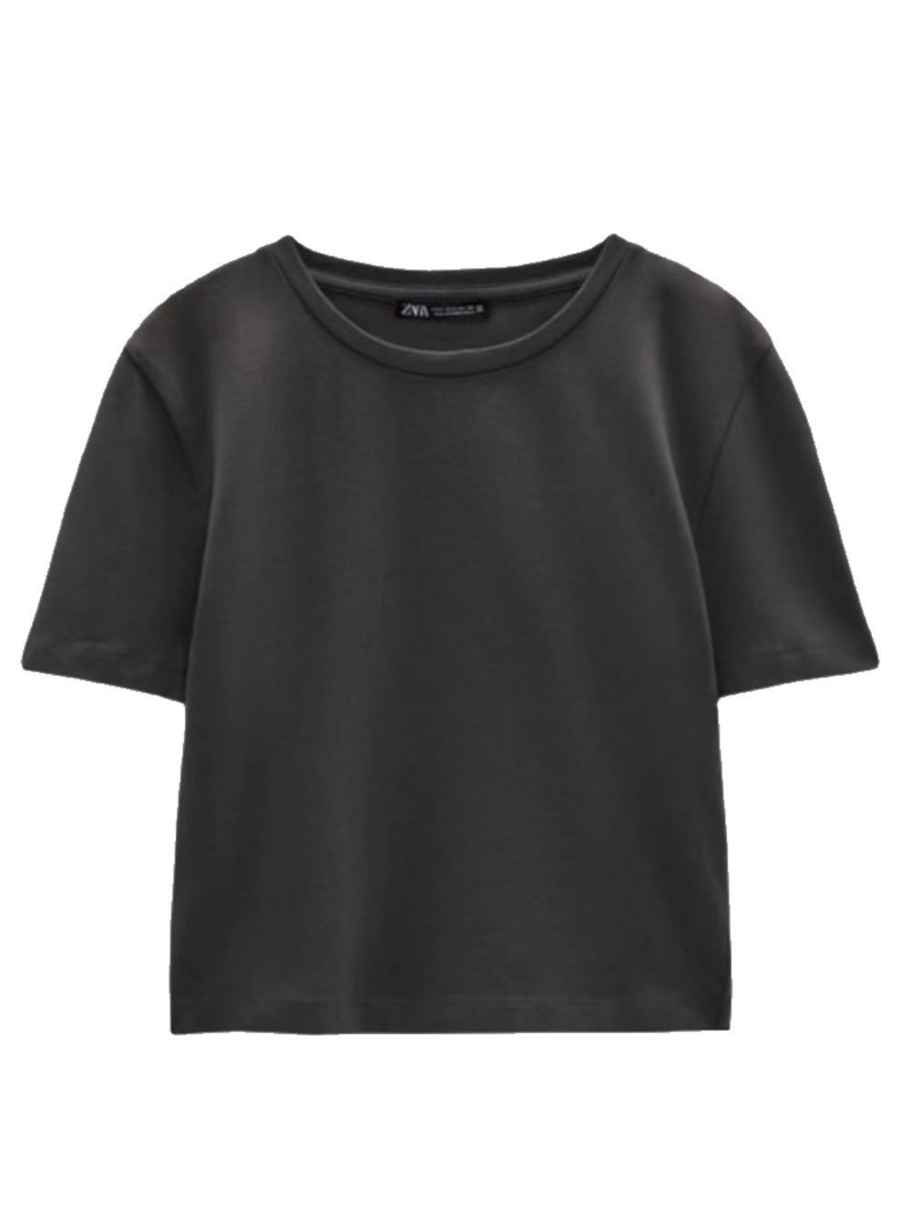 Zara Gray Short Sleeve Crop Top